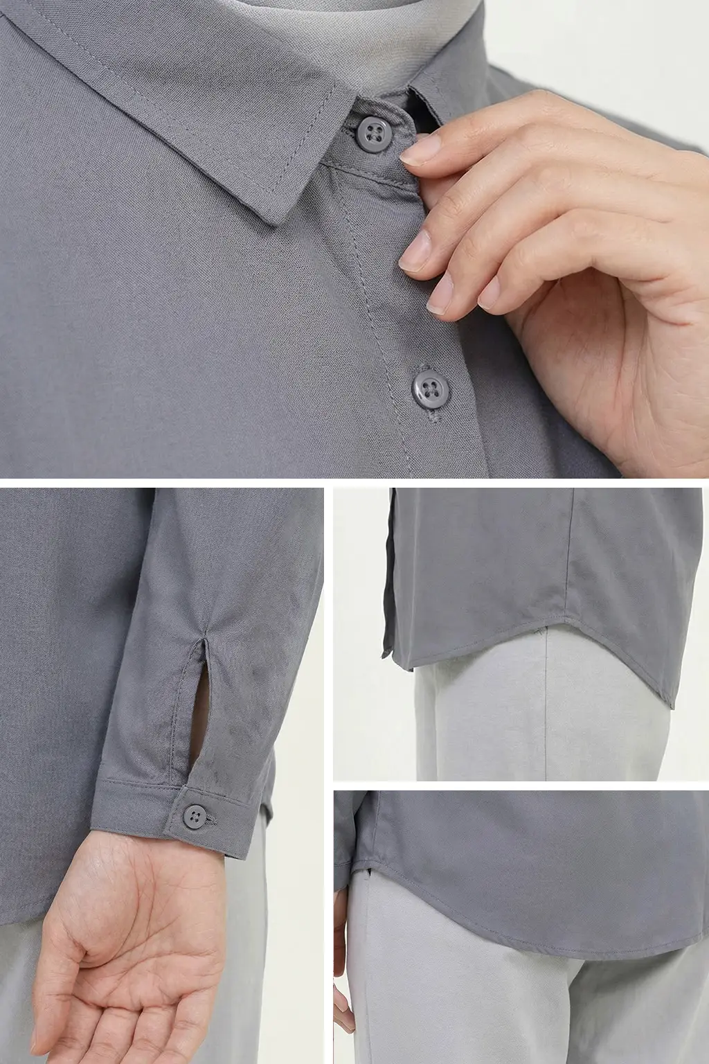 kemeja abu tua detail