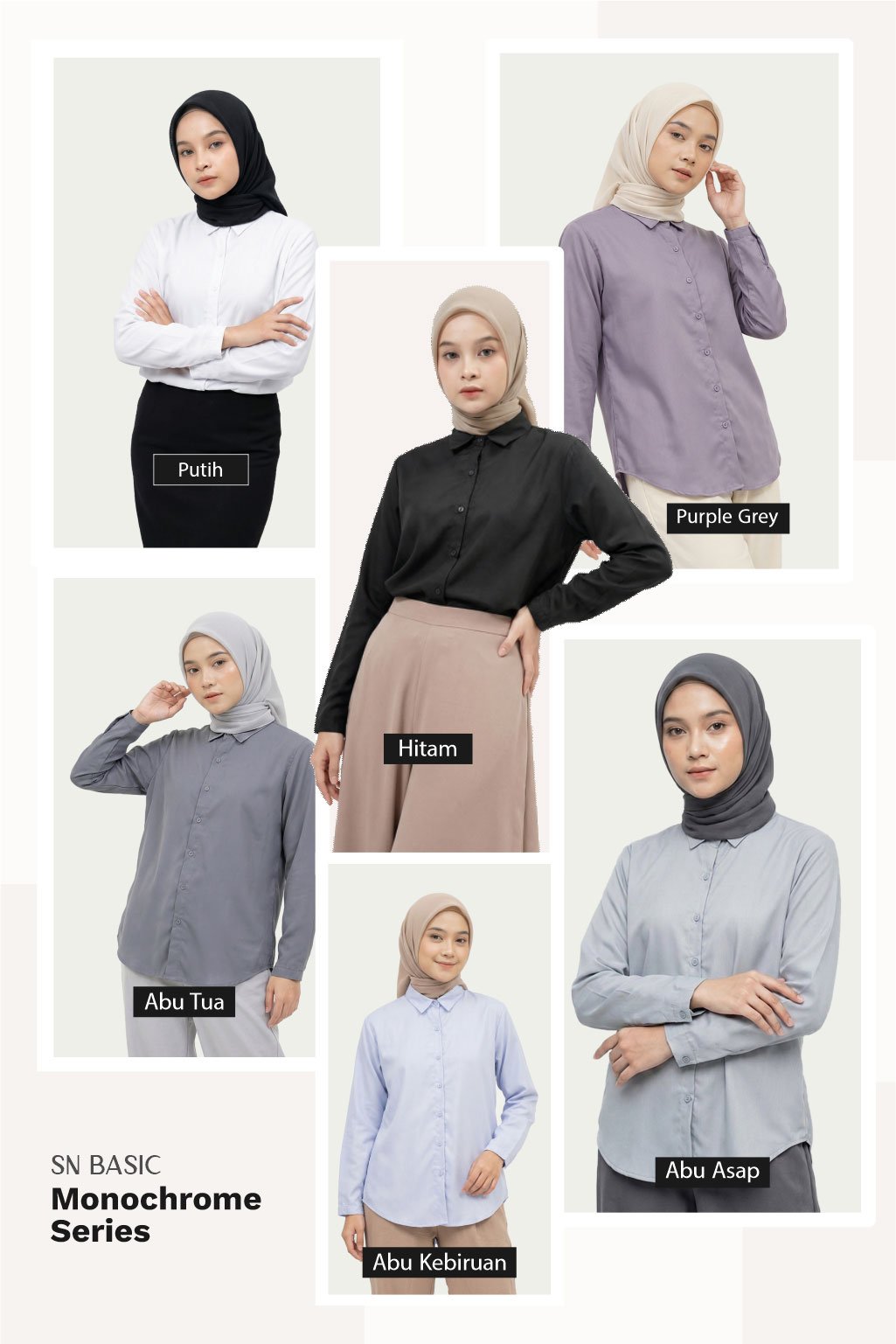 kemeja monokrom series abu hitam putih