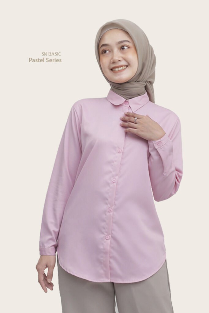 kemeja basic pastel soft pink seies
