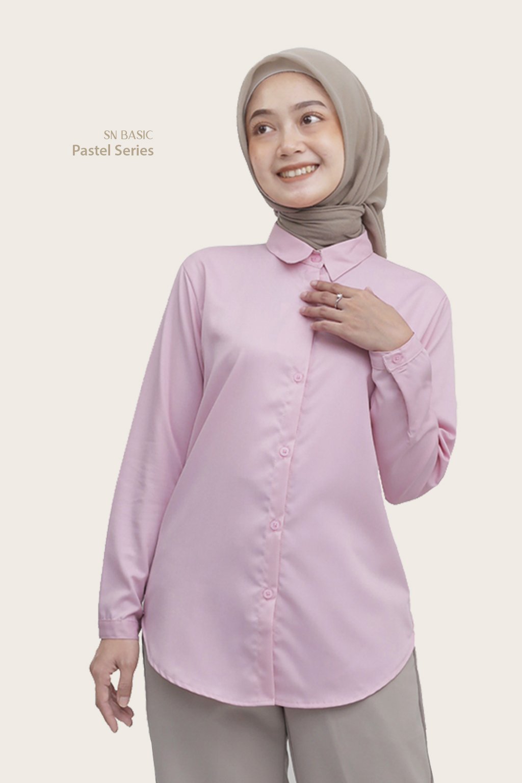 kemeja basic pastel soft pink seies