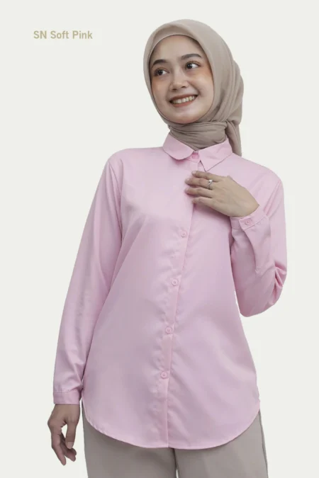 kemeja soft pink