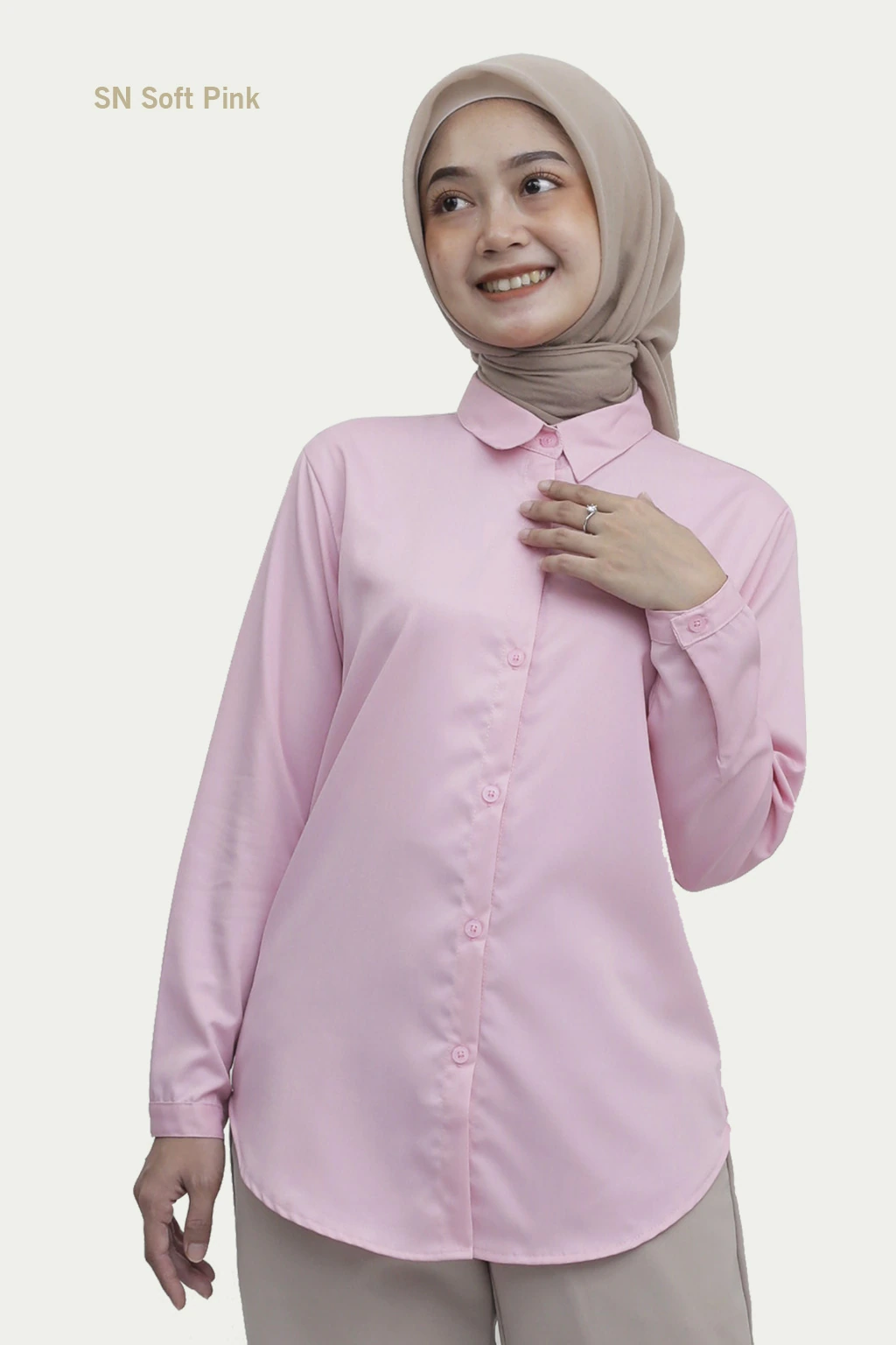 kemeja soft pink