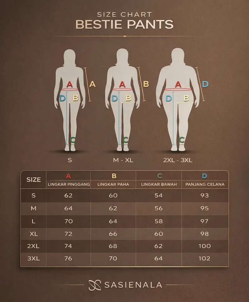 standar ukuran celana kulot bestie pants