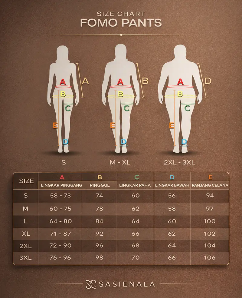 standar ukuran celana kulot fomo pants