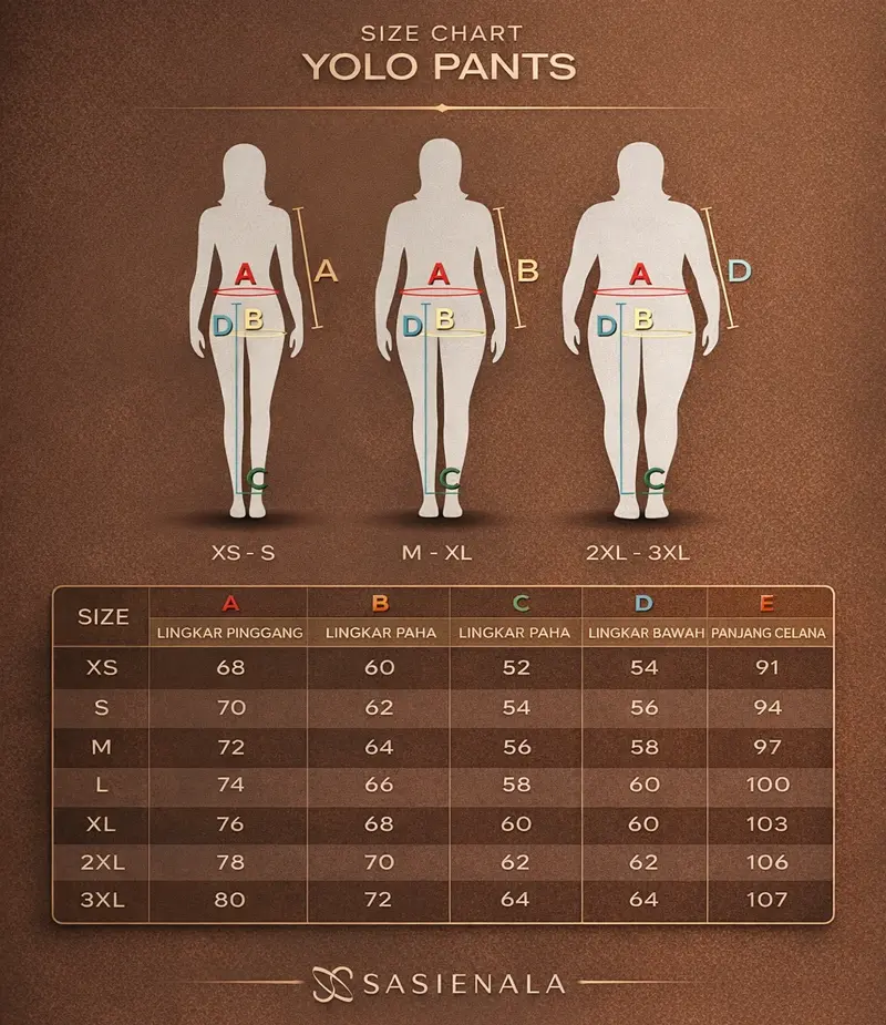 standar ukuran celana kulot yolo pants