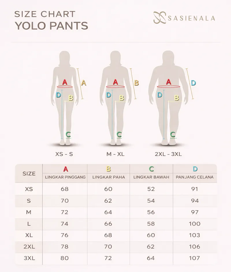 standar ukuran celana yolo pants