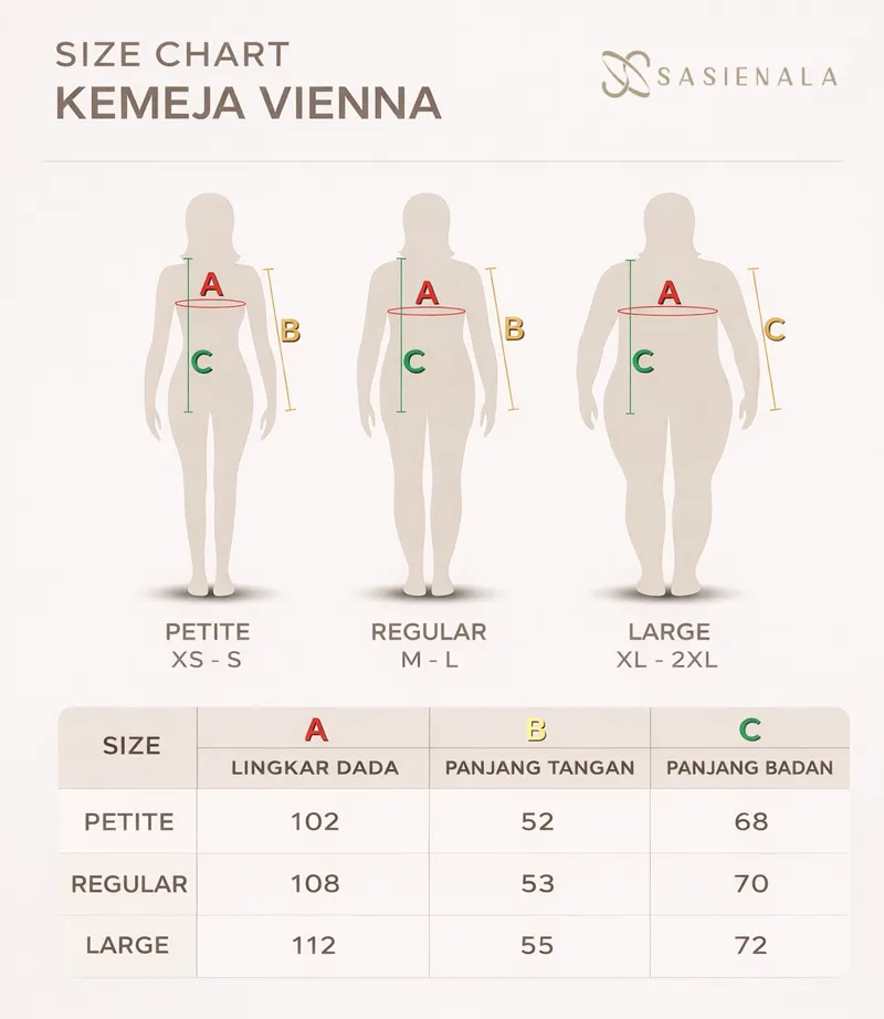 standar ukuran kemeja viena