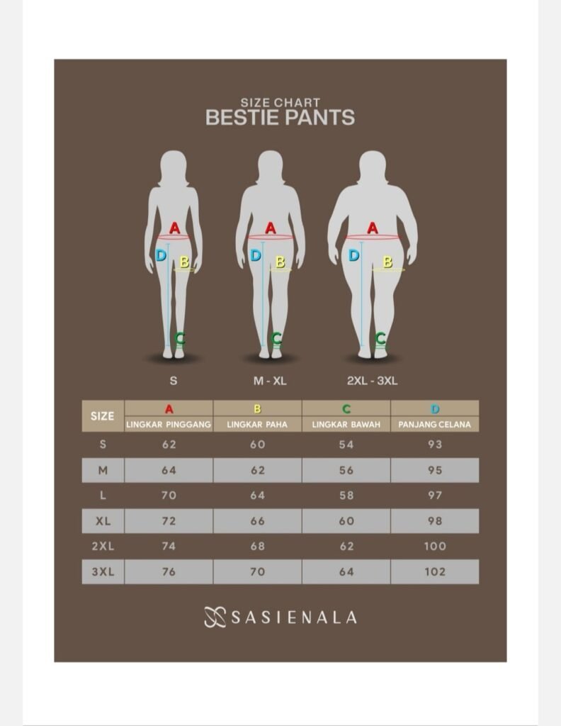 standar ukuran bestie pants