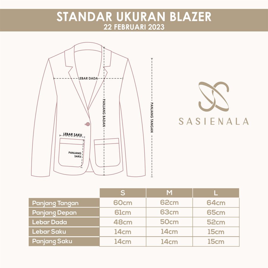 standar ukuran blazer casual sasienala